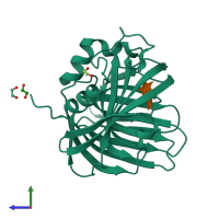 PDB entry 7l1y coloured by chain, side view.