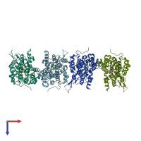 PDB entry 7l28 coloured by chain, top view.