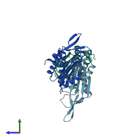 PDB entry 7l32 coloured by chain, side view.