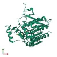 Monomeric assembly 1 of PDB entry 7l4u coloured by chemically distinct molecules, front view.