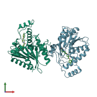 PDB entry 7l4u coloured by chain, front view.
