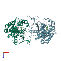 PDB entry 7l4w coloured by chain, top view.