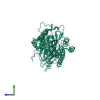 PDB entry 7l5a coloured by chain, side view.