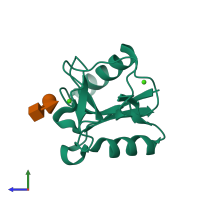 PDB entry 7l64 coloured by chain, side view.