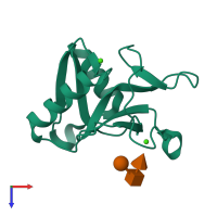 PDB entry 7l64 coloured by chain, top view.
