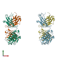 PDB entry 7l79 coloured by chain, front view.