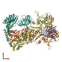 PDB entry 7l7i coloured by chain, front view.