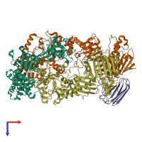 PDB entry 7l7i coloured by chain, top view.