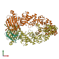 PDB entry 7l7j coloured by chain, front view.