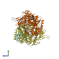 PDB entry 7l7j coloured by chain, side view.