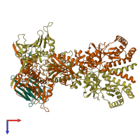 PDB entry 7l7j coloured by chain, top view.