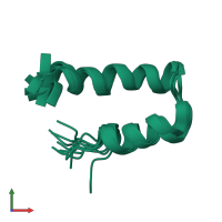 PDB entry 7l83 coloured by chain, ensemble of 10 models, front view.