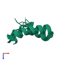 PDB entry 7l83 coloured by chain, ensemble of 10 models, top view.