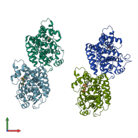 PDB entry 7l9i coloured by chain, front view.