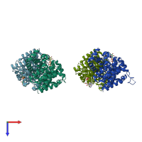 PDB entry 7l9i coloured by chain, top view.
