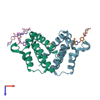 PDB entry 7l9k coloured by chain, top view.