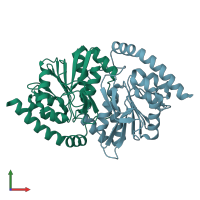 PDB entry 7l9s coloured by chain, front view.