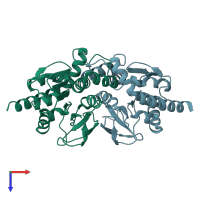 PDB entry 7l9s coloured by chain, top view.