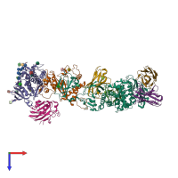 PDB entry 7lbg coloured by chain, top view.