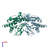 PDB entry 7lbh coloured by chain, top view.