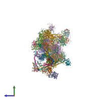 PDB entry 7lbm coloured by chain, side view.