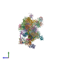 PDB entry 7lbm coloured by chain, side view.