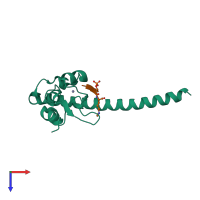 PDB entry 7lbq coloured by chain, top view.