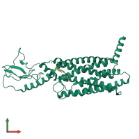 PDB entry 7lcj coloured by chain, front view.