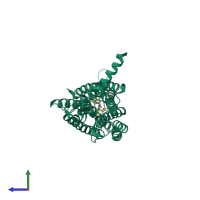 PDB entry 7lcj coloured by chain, side view.