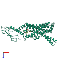 PDB entry 7lcj coloured by chain, top view.