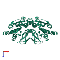 DJ-1/PfpI domain-containing protein in PDB entry 7ldo, assembly 1, top view.