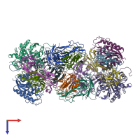 PDB entry 7lez coloured by chain, top view.