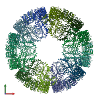 PDB entry 7lfh coloured by chain, front view.