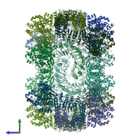 PDB entry 7lfh coloured by chain, side view.