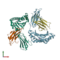 PDB entry 7lfi coloured by chain, front view.