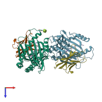 PDB entry 7lfi coloured by chain, top view.