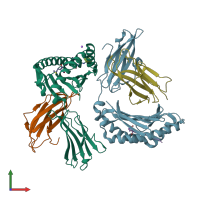 PDB entry 7lfj coloured by chain, front view.