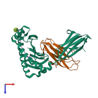 PDB entry 7lfl coloured by chain, top view.