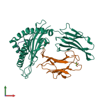 PDB entry 7lg3 coloured by chain, front view.