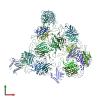 PDB entry 7lgh coloured by chain, front view.