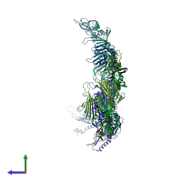 PDB entry 7lgh coloured by chain, side view.