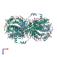PDB entry 7lgu coloured by chain, top view.