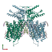 PDB entry 7lgw coloured by chain, front view.