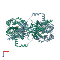 PDB entry 7lh2 coloured by chain, top view.