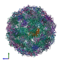 PDB entry 7lhd coloured by chain, side view.