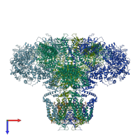 PDB entry 7lhf coloured by chain, top view.