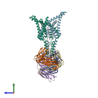 PDB entry 7lj5 coloured by chain, side view.