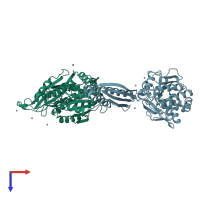 PDB entry 7ljh coloured by chain, top view.