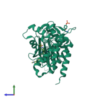 PDB entry 7ll4 coloured by chain, side view.