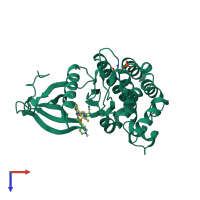 PDB entry 7ll4 coloured by chain, top view.